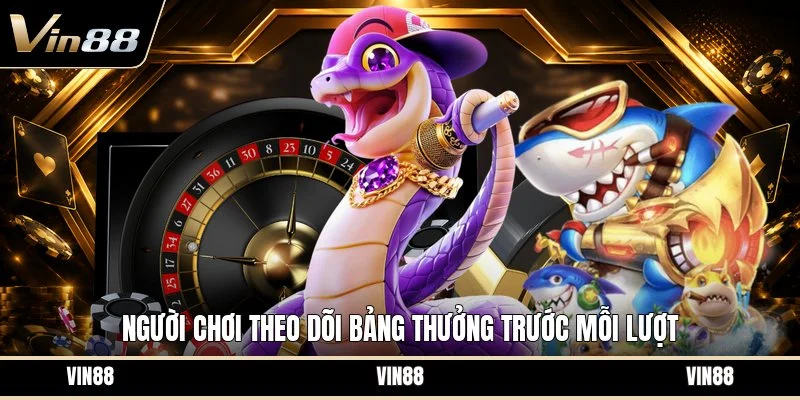 Người chơi theo dõi bảng thưởng trước mỗi lượt